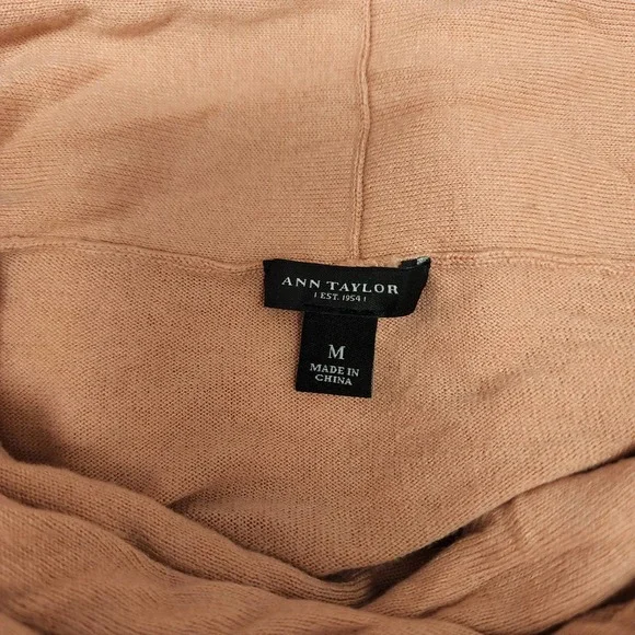 Ann Taylor Pink Cowlneck Knit Sweater 3/4 Sleeve Cashmere Blend Women's Size M - Picture 6 of 7